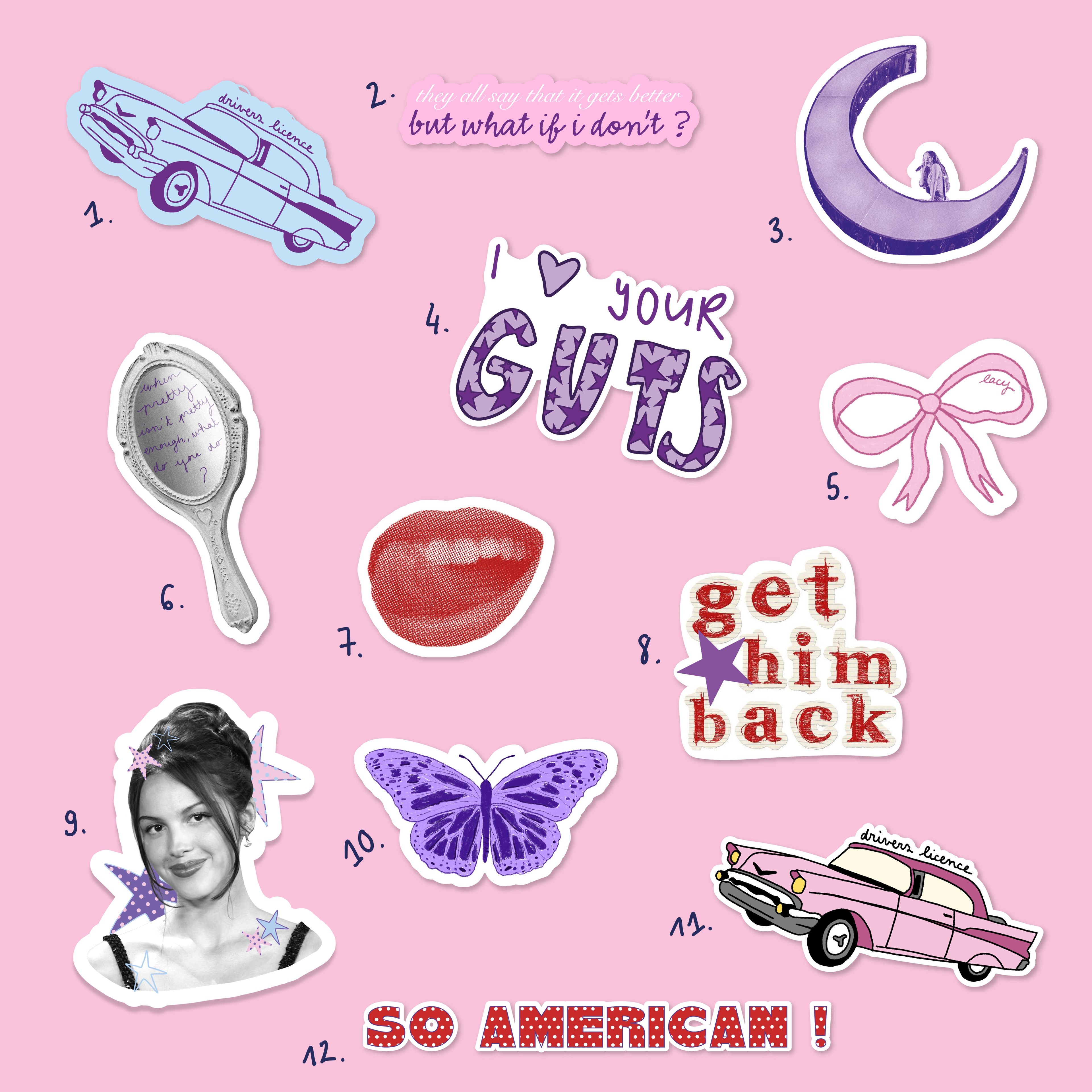 pack stickers olivia rodrigo